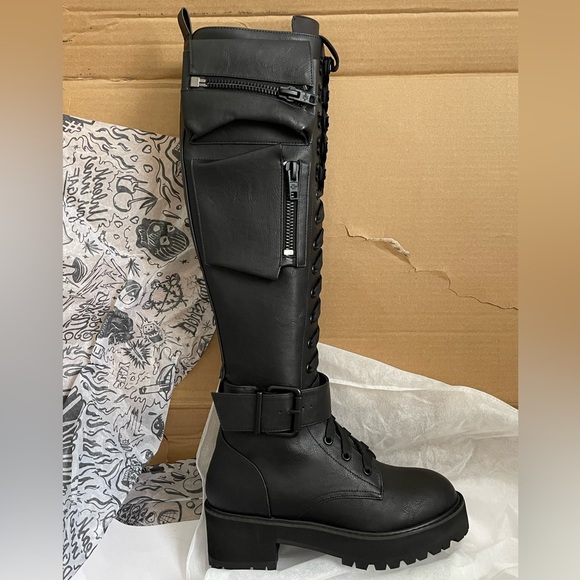 Dolls Kill Shoes Dollskill Current Mood Obsidian Pocket Combat